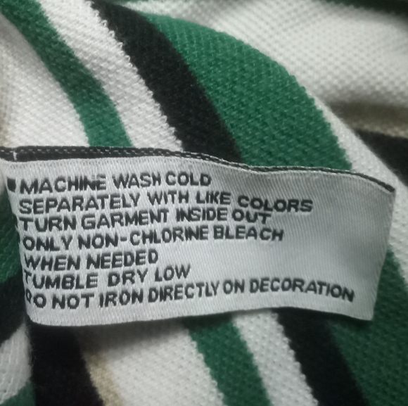 ECKO UNLIMITED | 100% Cotton Vintage Polo Green/Black/Tan Striped Shirt | Large - Picture 4 of 6